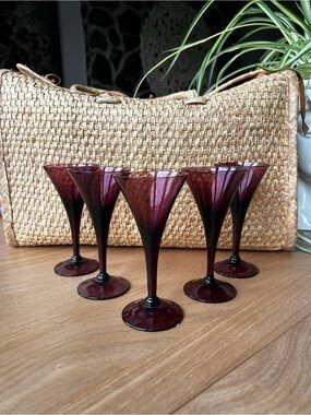 VINTAGE CAMBRIDGE AMETHYST Purple SHERRY GLASSES 2 oz. Set of 5